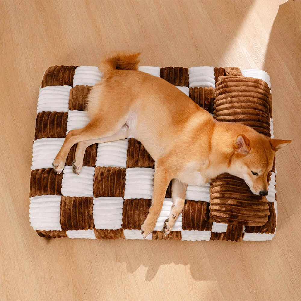 Handmade Plush Orthopedic Dog Bed – Warm, Soft Support with Pillow for Large &amp; Medium Dogs