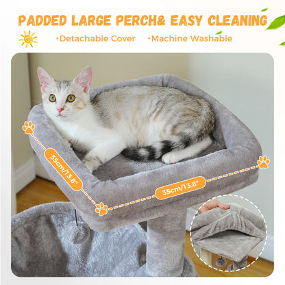 Large Cat Tree for Indoor Cats, Multi-Level Cat Tower with Sisal Scratching Post, 2 Spacious Condo, Cat Scratching Pad, Cat Toys