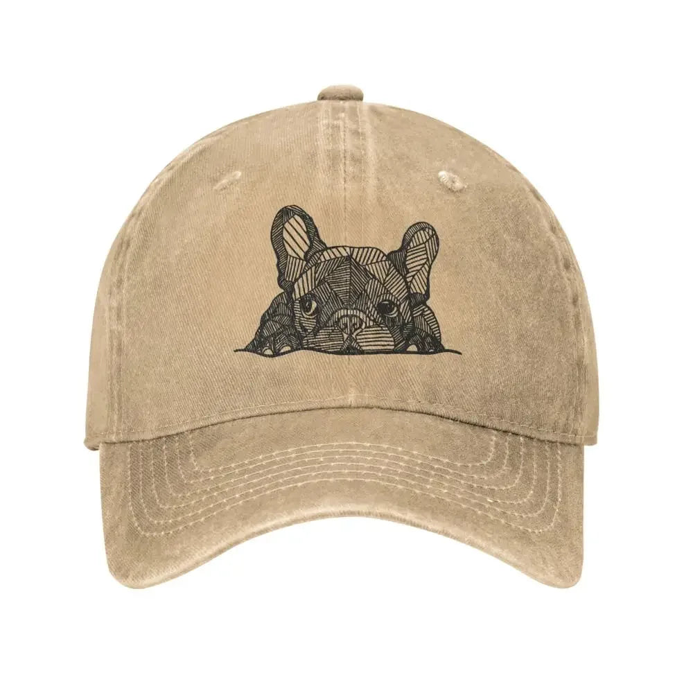 Vintage French Bulldog Hat – Distressed Denim Dog Lover Baseball Cap