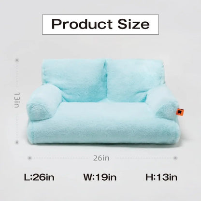 Pet Couch Bed 26×19×13 – Washable Fluffy Cat Bed for Cats &amp; Small Dogs up to 25 lbs, Black &amp; White
