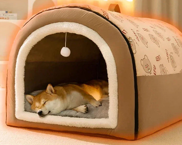 Warm Winter Dog House with Washable Mat – Cozy Shelter for Small, Medium & Large Dogs