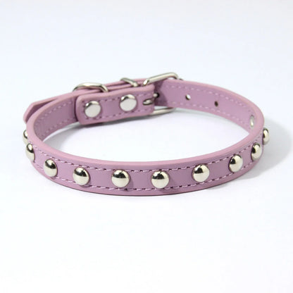 Rivet Anti-Bite Leather Dog &amp; Cat Collar – Durable Studded Collar - Pet Neck Strap