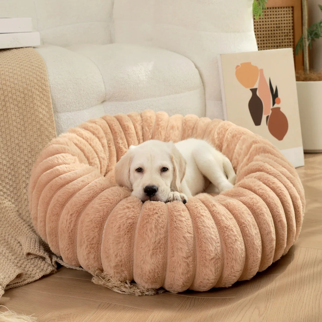 Round Pet Bed for Large Dogs &amp; Cats – Winter Warm Sofa Bed, Washable, Cozy All-Season Dog Bed