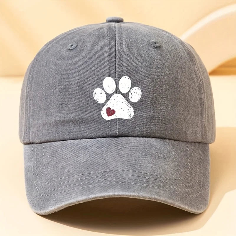 Dog Claw Print Baseball Hat – Adjustable Sunshade Cap for Dog Lovers, Outdoor Travel Hat Unisex