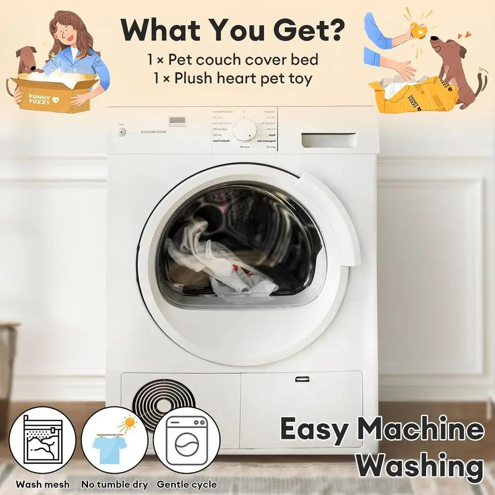 Dog Couch Cover Bed with Bolsters – Washable Non-Slip Sofa Protector Pet Bed for Medium &amp; Large Dogs