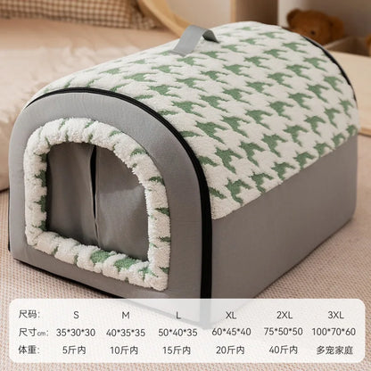 Warm Kennel Winter Dog &amp; Cat House – Washable Detachable Deep Sleep Bed, Cozy Pet Nest for Small Medium Large Pets
