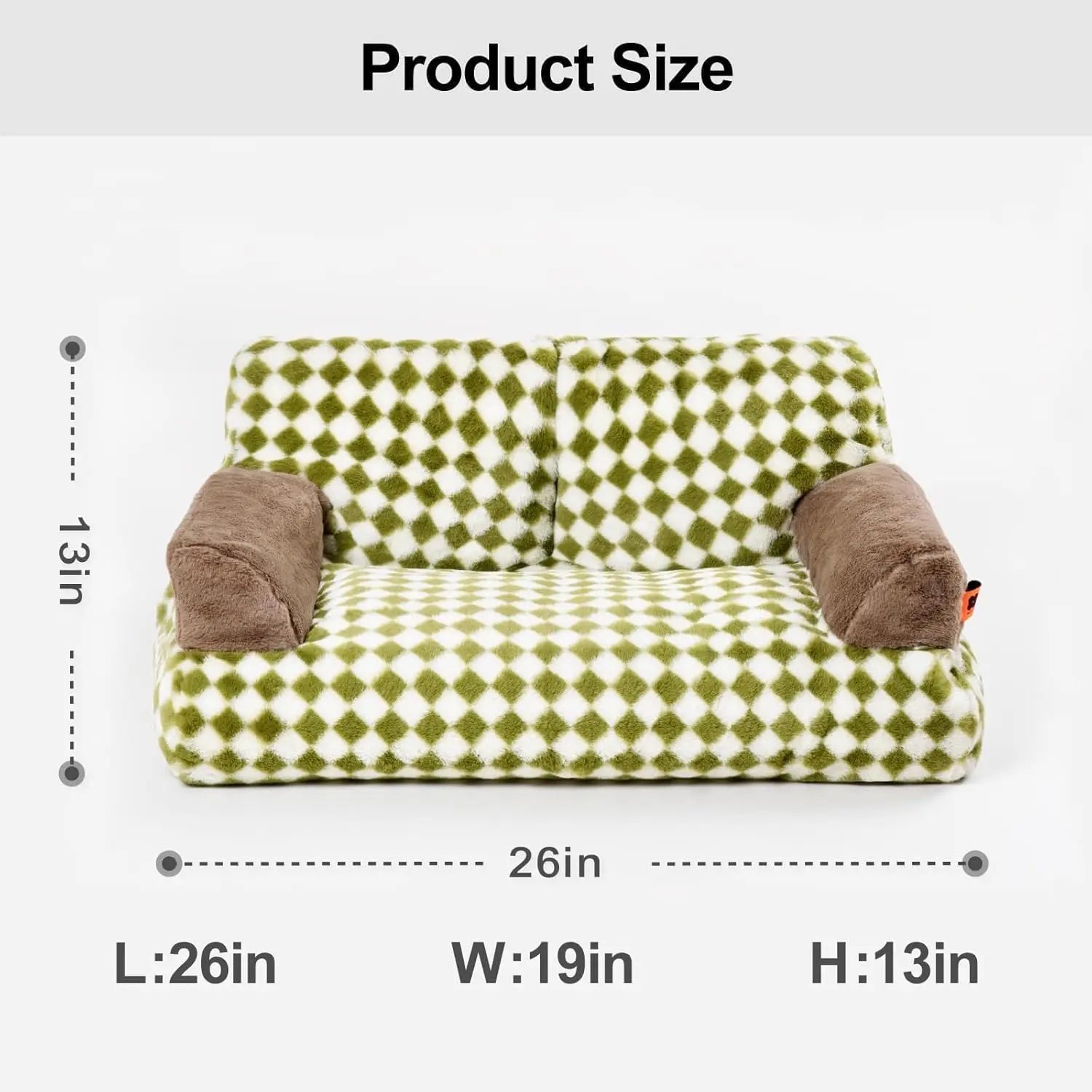 Pet Couch Bed 26×19×13 – Washable Fluffy Cat Bed for Cats &amp; Small Dogs up to 25 lbs, Black &amp; White