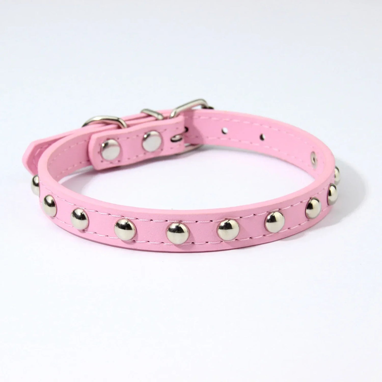 Rivet Anti-Bite Leather Dog &amp; Cat Collar – Durable Studded Collar - Pet Neck Strap