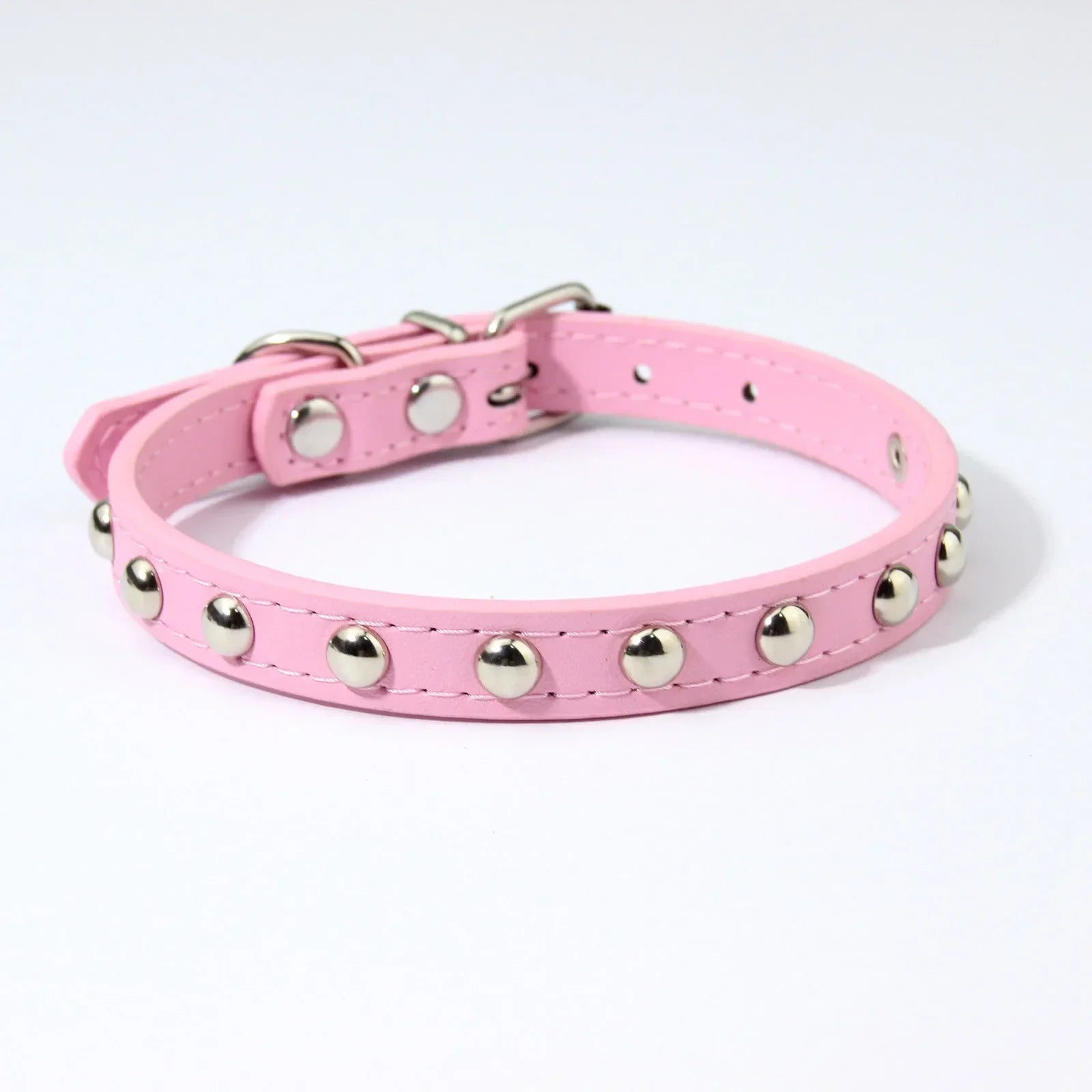 Rivet Anti-Bite Leather Dog &amp; Cat Collar – Durable Studded Collar - Pet Neck Strap