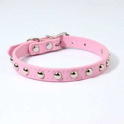 Rivet Anti-Bite Leather Dog &amp; Cat Collar – Durable Studded Collar - Pet Neck Strap