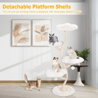 Flower-Shaped Cat Tree Tower with Bed – Multi-Layer Cat Shelf &amp; Iron Art Climbing Frame for Indoor Cats