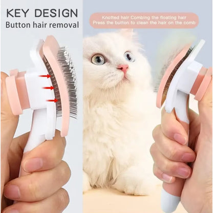 Self-Cleaning Pet Grooming Slicker Brush – Cat &amp; Dog Hair Removal, Bath Brush &amp; Deshedding Tool