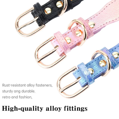 Shiny Rhinestone Love Pet Collar – Adjustable &amp; Comfortable Leather Bling for Dogs