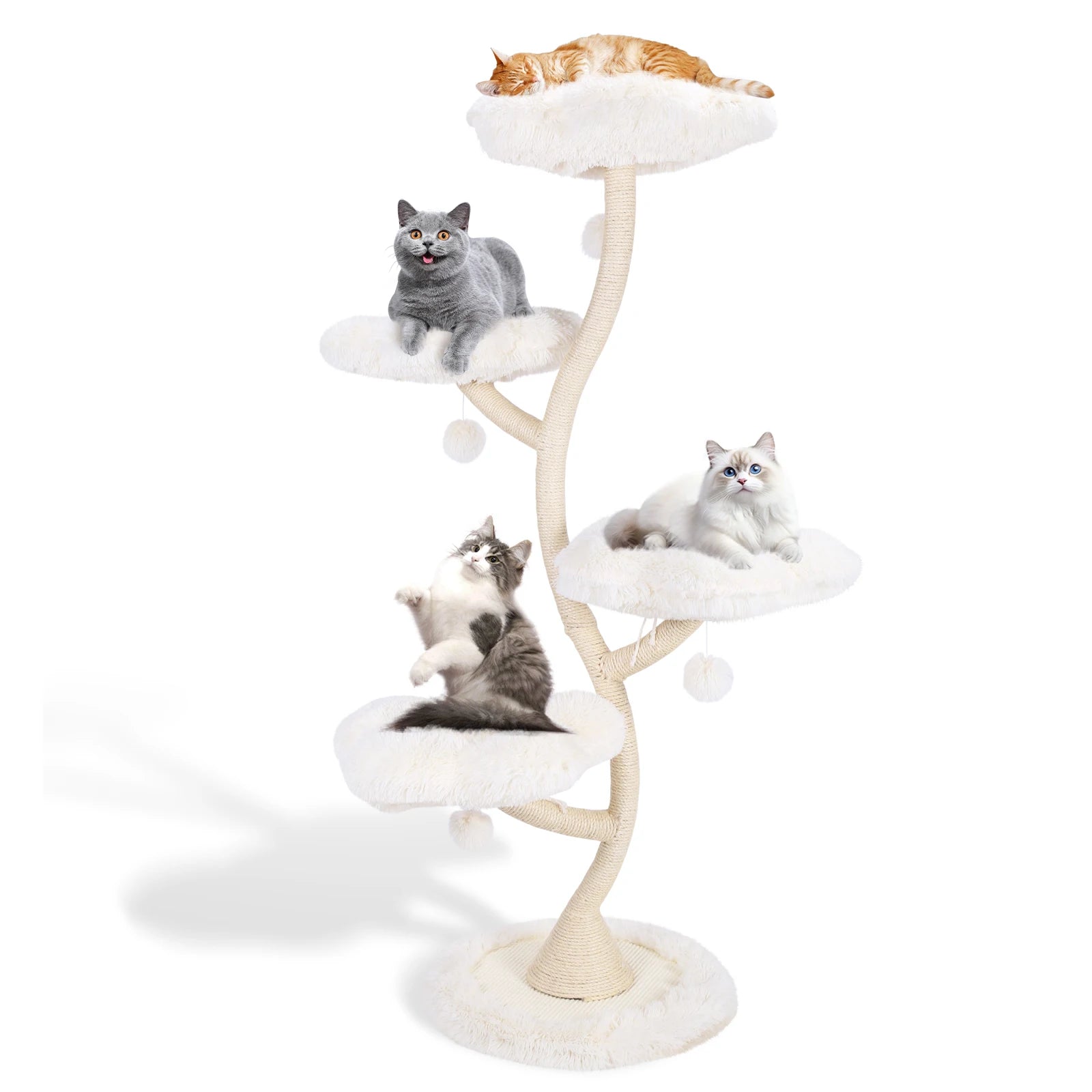 Flower-Shaped Cat Tree Tower with Bed – Multi-Layer Cat Shelf &amp; Iron Art Climbing Frame for Indoor Cats