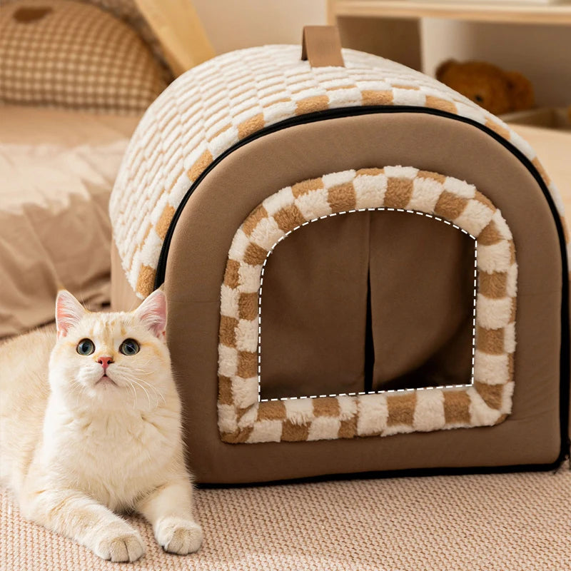 Warm Kennel Winter Dog & Cat House – Washable Detachable Deep Sleep Bed, Cozy Pet Nest for Small Medium Large Pets