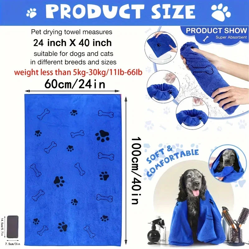 Quick-Drying Microfiber Dog Towel – Absorbent Pet Bath Towel for Dogs, Cats &amp; Puppies