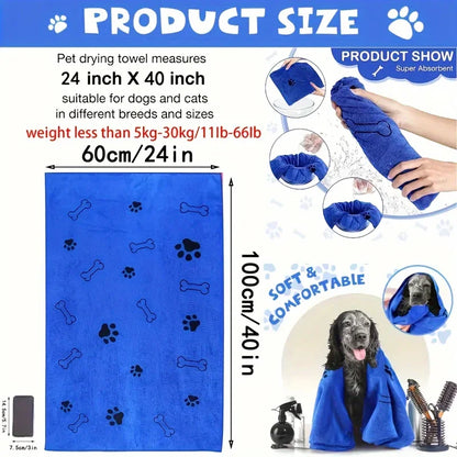 Quick-Drying Microfiber Dog Towel – Absorbent Pet Bath Towel for Dogs, Cats &amp; Puppies