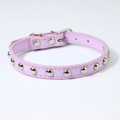 Rivet Anti-Bite Leather Dog &amp; Cat Collar – Durable Studded Collar - Pet Neck Strap