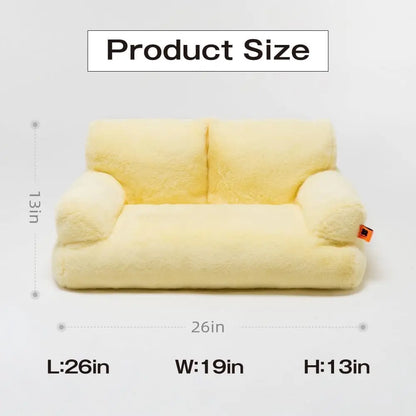 Pet Couch Bed 26×19×13 – Washable Fluffy Cat Bed for Cats &amp; Small Dogs up to 25 lbs, Black &amp; White