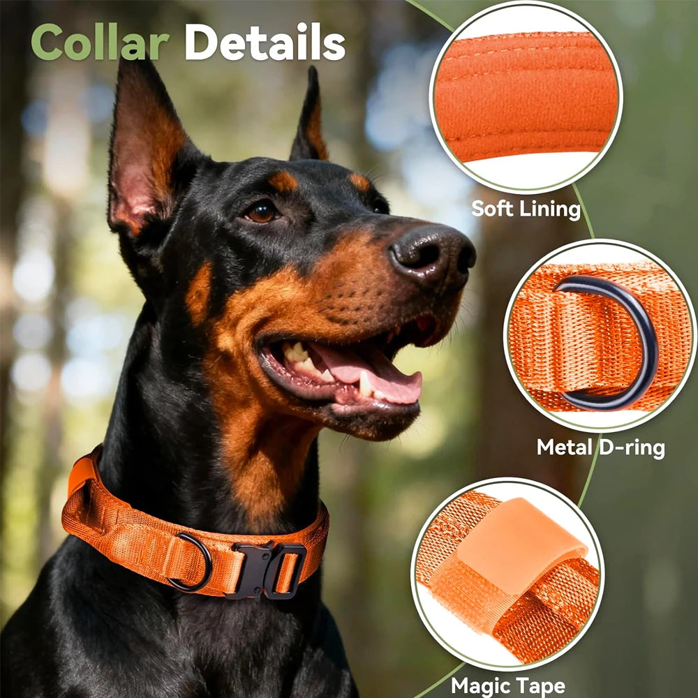 Tactical Dog Collar with Handle – Adjustable Military Nylon Collar for Medium &amp; Large Dogs