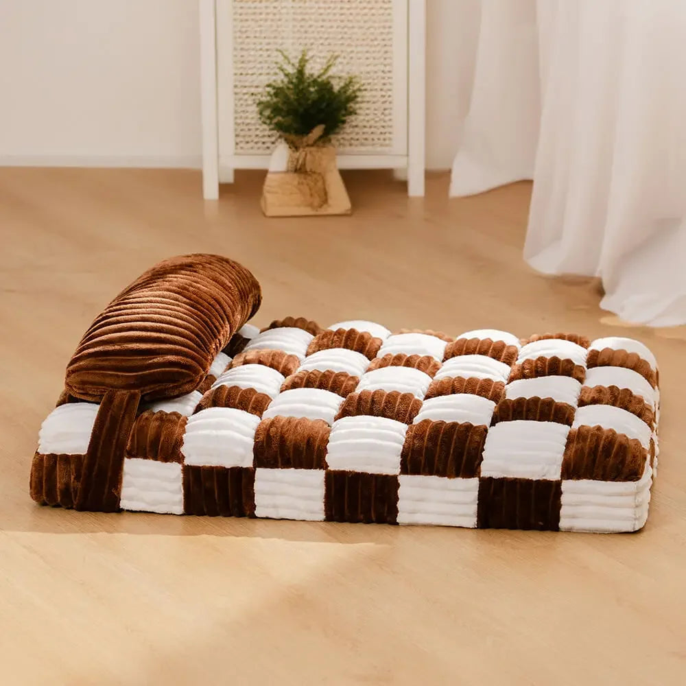 Handmade Plush Orthopedic Dog Bed – Warm, Soft Support with Pillow for Large &amp; Medium Dogs