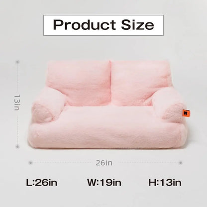 Pet Couch Bed 26×19×13 – Washable Fluffy Cat Bed for Cats &amp; Small Dogs up to 25 lbs, Black &amp; White