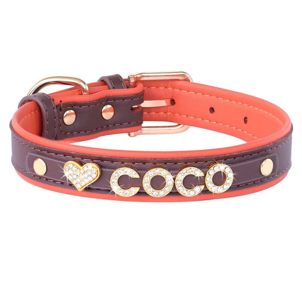 Personalized Bling Rhinestone Dog Collar – Custom Name Collar for Small Dogs &amp; Cats