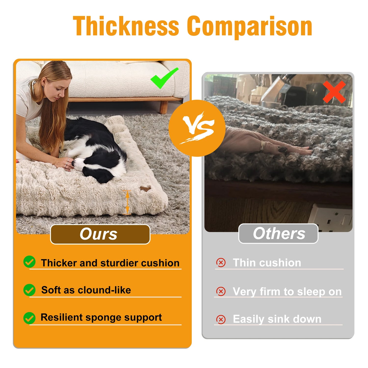 Ultra Plush Dog Bed - Washable Crate Mat for Large Dogs – Soft Pet Cushion Mattress, Anti-Slip Puppy Bed, Cozy Kennel Pad