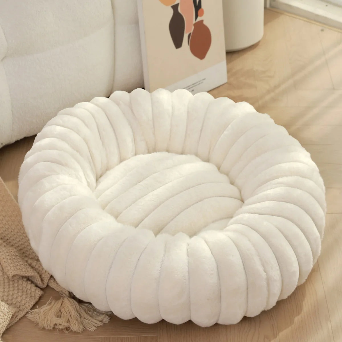 Round Pet Bed for Large Dogs &amp; Cats – Winter Warm Sofa Bed, Washable, Cozy All-Season Dog Bed