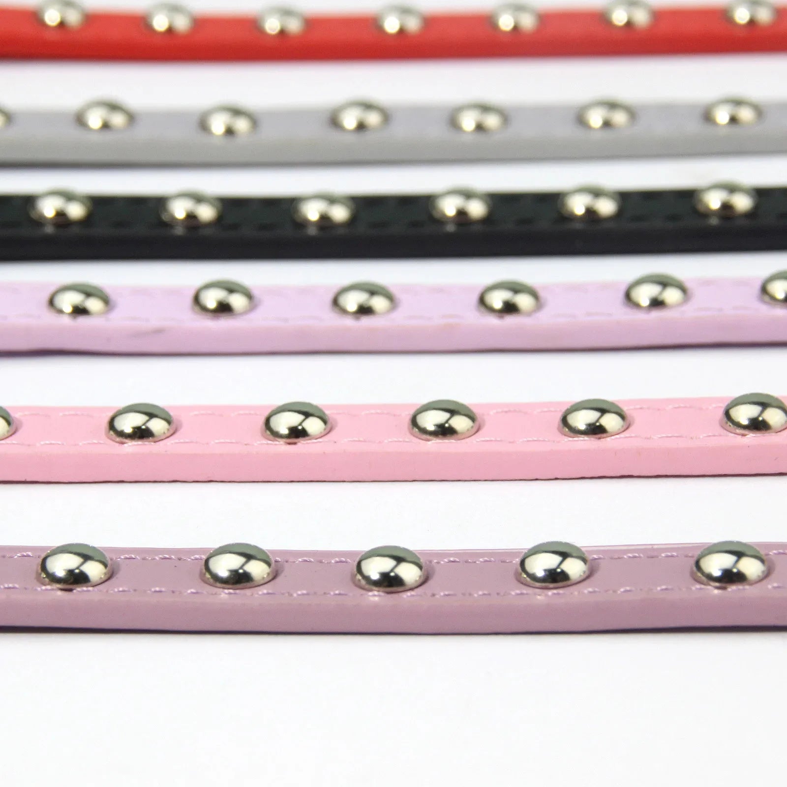 Rivet Anti-Bite Leather Dog &amp; Cat Collar – Durable Studded Collar - Pet Neck Strap