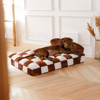 Handmade Plush Orthopedic Dog Bed – Warm, Soft Support with Pillow for Large &amp; Medium Dogs