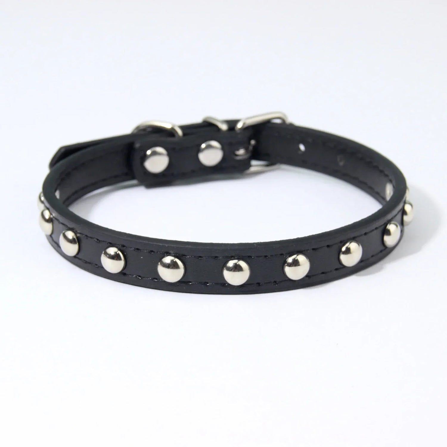 Rivet Anti-Bite Leather Dog &amp; Cat Collar – Durable Studded Collar - Pet Neck Strap