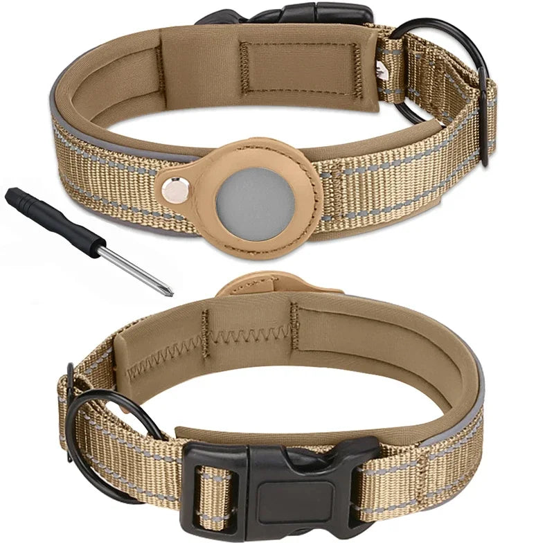 Colorful Durable Dog Collar with Airtag Holder - Strong Material, Safety Collar for Dogs (Airtag Sold Separately)