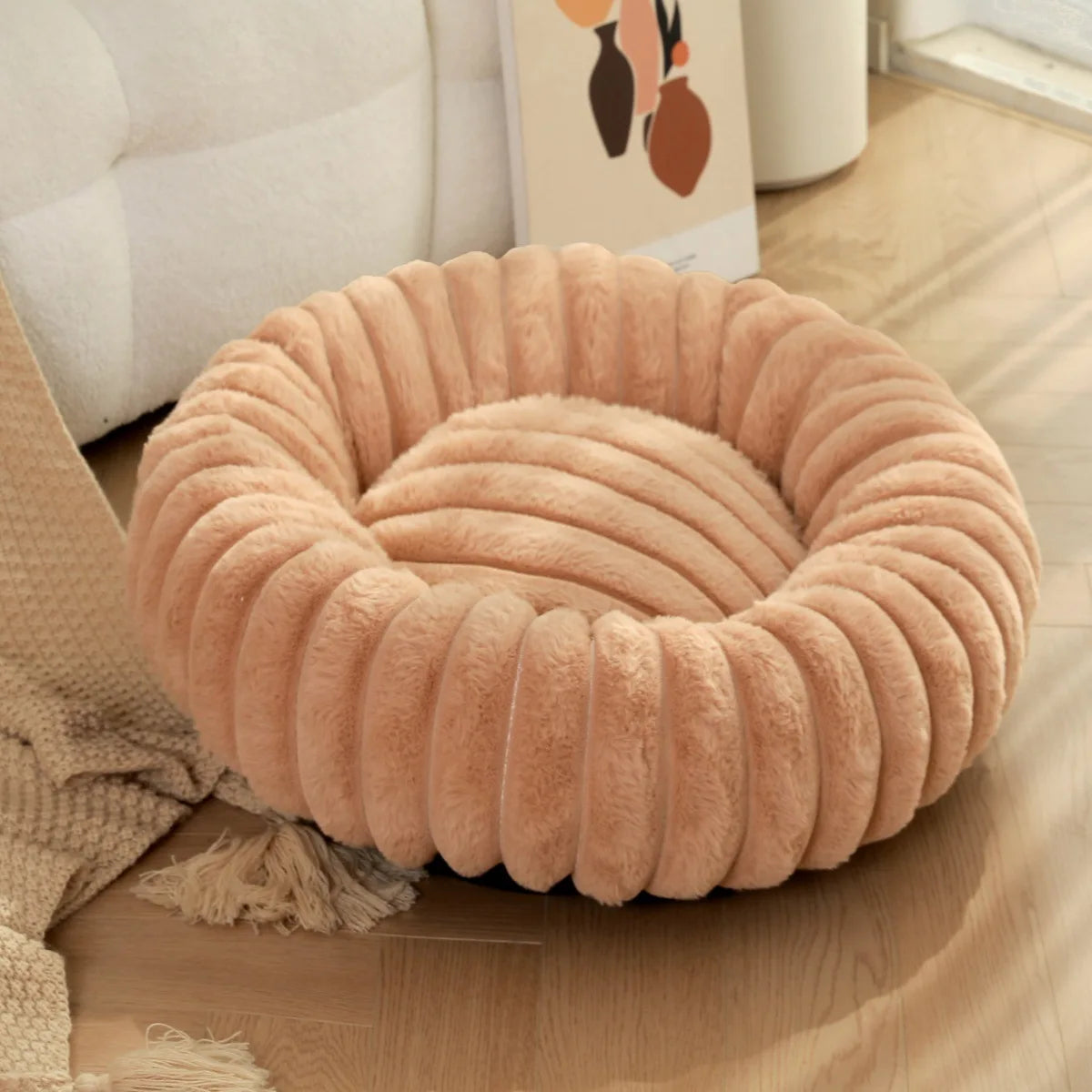 Round Pet Bed for Large Dogs &amp; Cats – Winter Warm Sofa Bed, Washable, Cozy All-Season Dog Bed