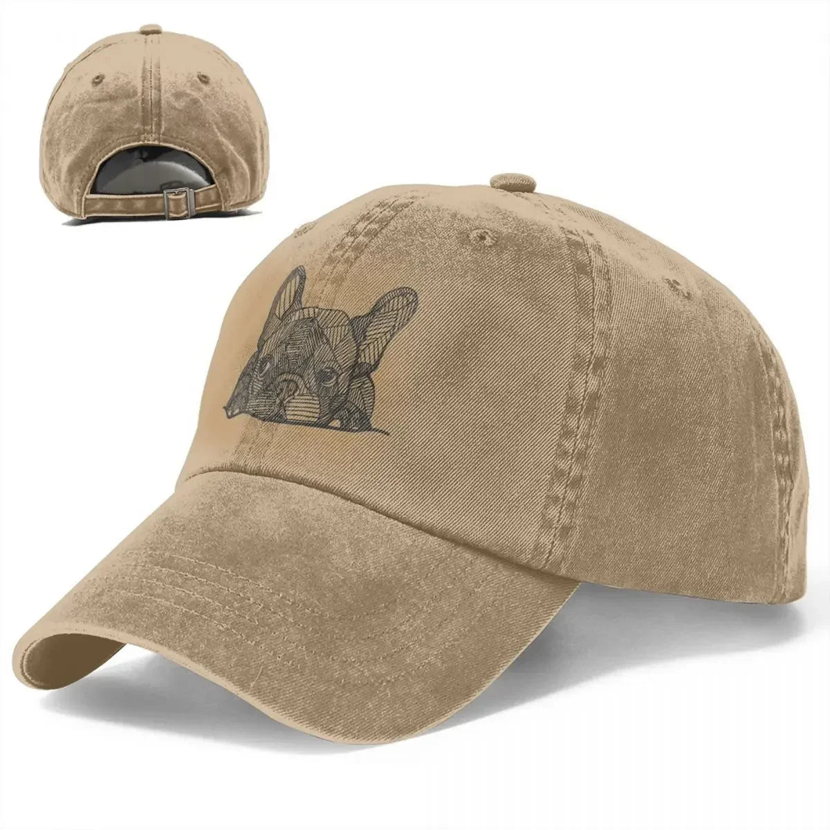 Vintage French Bulldog Hat – Distressed Denim Dog Lover Baseball Cap