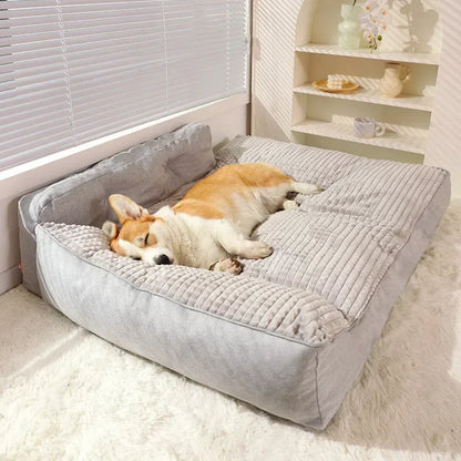 Comfortable Waterproof L-Shape Foam Dog Bed for Large Dogs | Machine Washable &amp; Spacious Mat