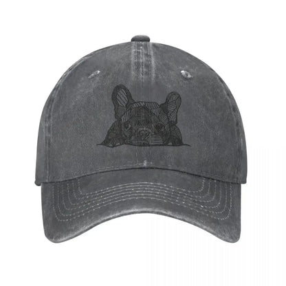 Vintage French Bulldog Hat – Distressed Denim Dog Lover Baseball Cap