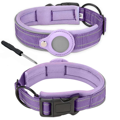 Colorful Durable Dog Collar with Airtag Holder - Strong Material, Safety Collar for Dogs (Airtag Sold Separately)