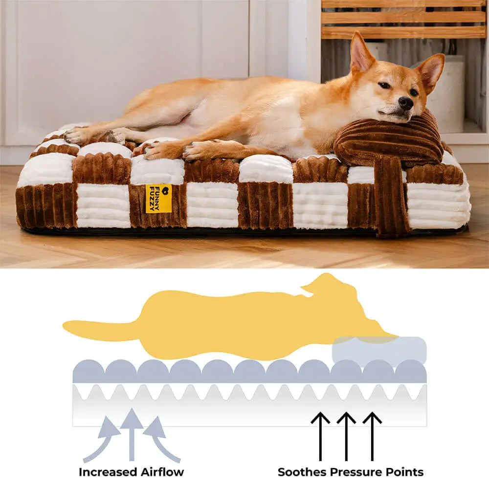 Handmade Plush Square Orthopedic Dog Bed with Pillow – Warm &amp; Soft Support for Large and Small Dogs