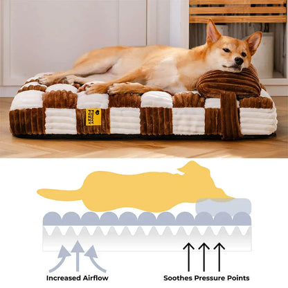Handmade Plush Square Orthopedic Dog Bed with Pillow – Warm &amp; Soft Support for Large and Small Dogs