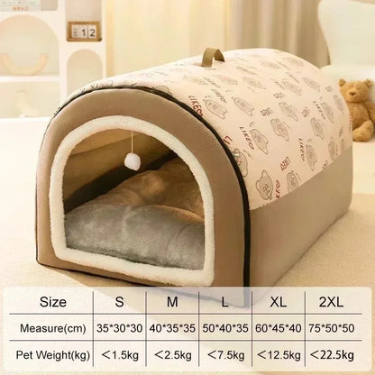 Warm Kennel Winter Dog &amp; Cat House – Washable Detachable Deep Sleep Bed, Cozy Pet Nest for Small Medium Large Pets