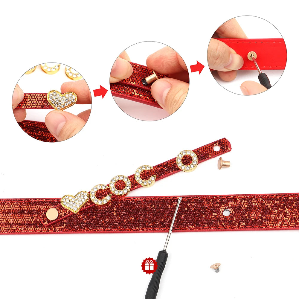 Personalized Bling Rhinestone Dog Collar – Custom Name Collar for Small Dogs &amp; Cats