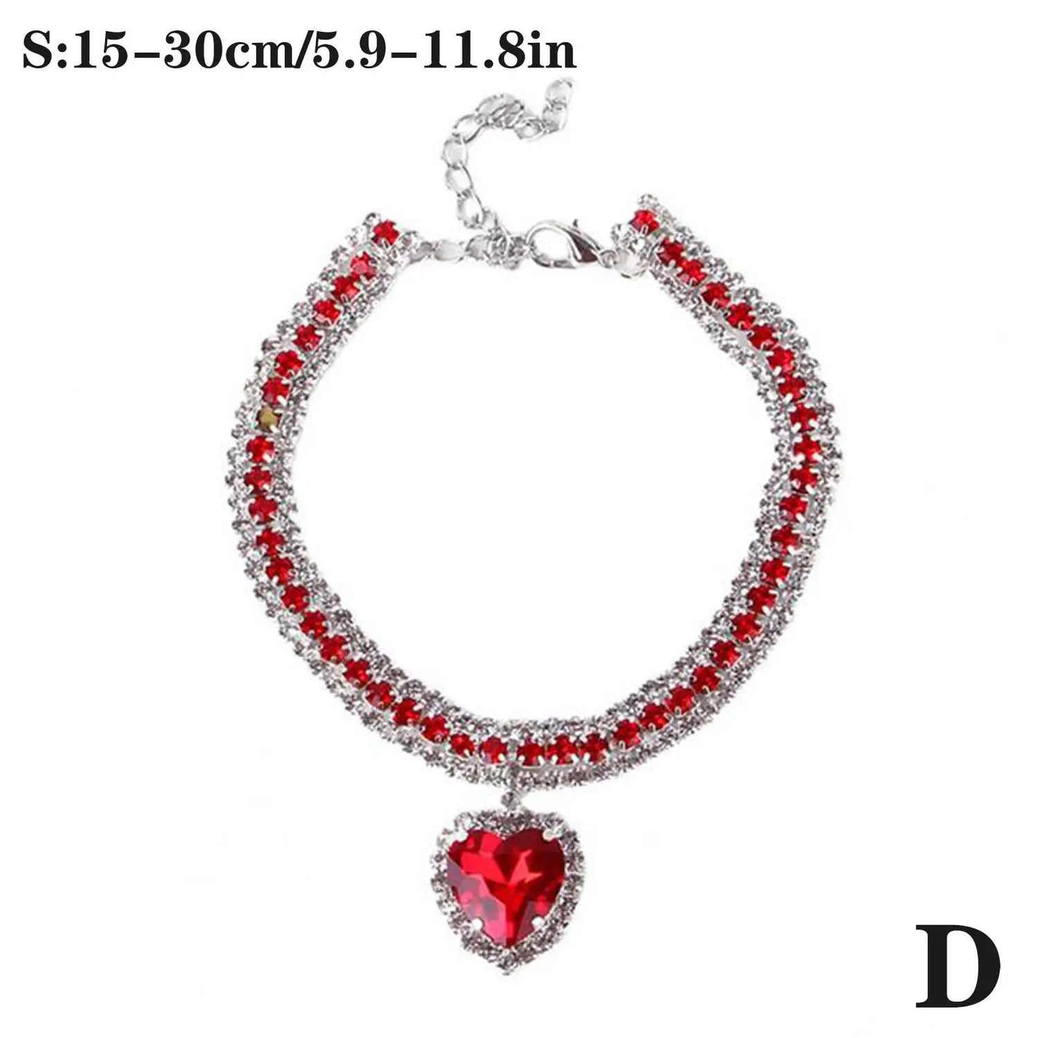 Bling Rhinestone Dog &amp; Cat Necklace Collar – Crystal Heart Diamante Pet Jewelry, Adjustable Puppy &amp; Kitten Wedding Party Accessory XS–L
