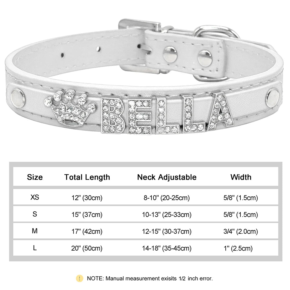 Personalized Bling Rhinestone Dog Collar – Custom Name Collar for Small Dogs &amp; Cats