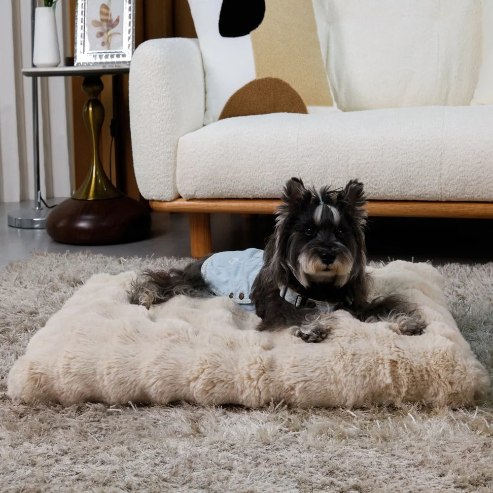 Ultra Plush Dog Bed - Washable Crate Mat for Large Dogs – Soft Pet Cushion Mattress, Anti-Slip Puppy Bed, Cozy Kennel Pad