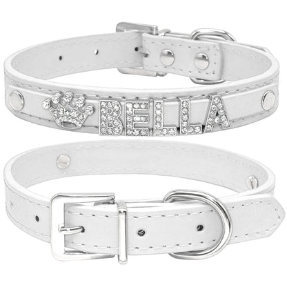 Personalized Bling Rhinestone Dog Collar – Custom Name Collar for Small Dogs &amp; Cats