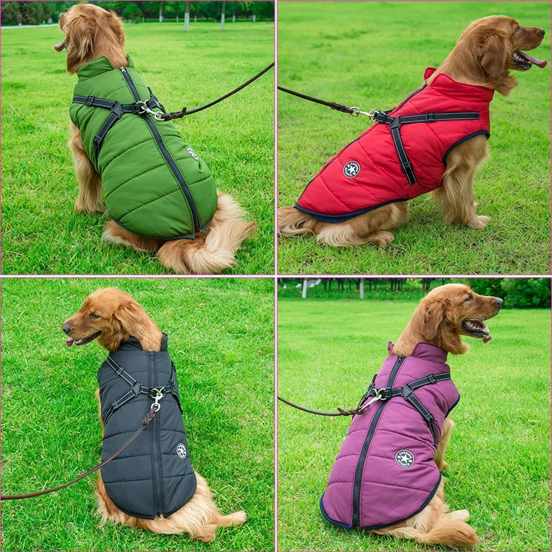 Waterproof Warm Dog Jacket with Harness – Winter Dog Coat for Small &amp; Large Breeds, French Bulldog, Chihuahua &amp; More