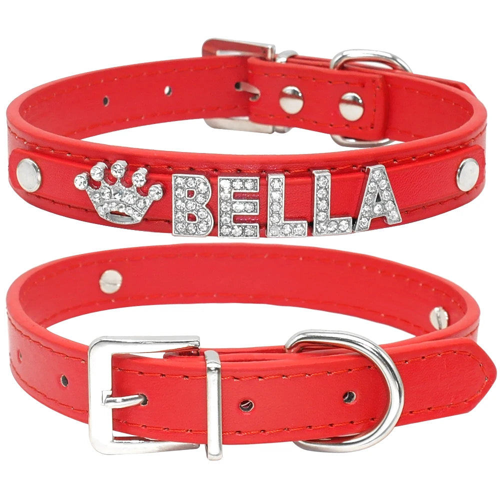 Personalized Bling Rhinestone Dog Collar – Custom Name Collar for Small Dogs &amp; Cats