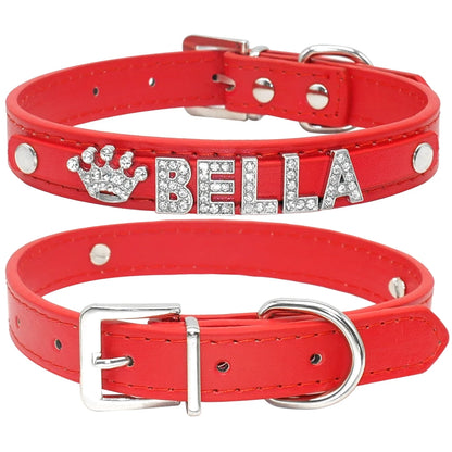 Personalized Bling Rhinestone Dog Collar – Custom Name Collar for Small Dogs &amp; Cats