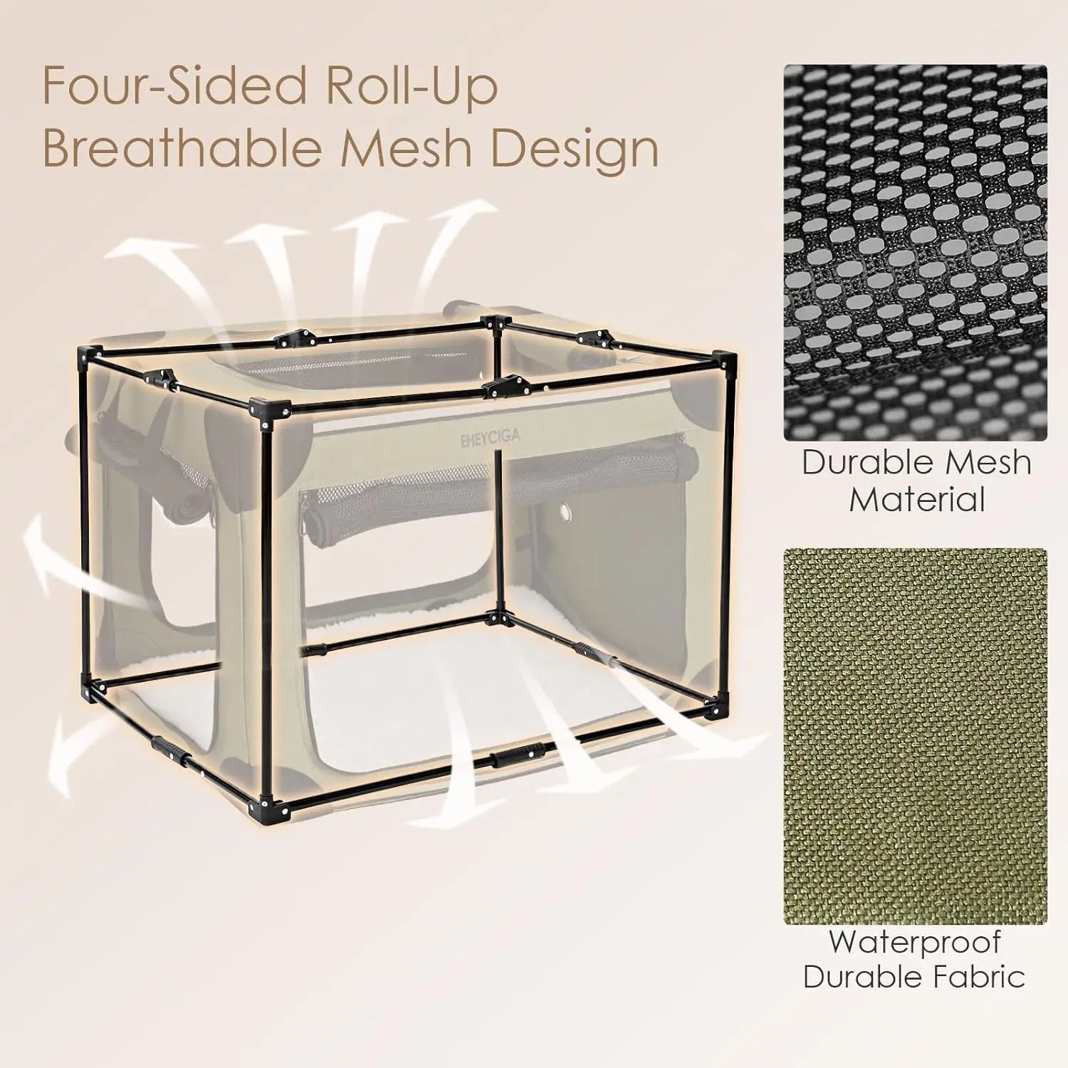Collapsible Soft Dog Crate 36&quot; – Portable Travel Dog Kennel for Large Dogs | Foldable Indoor &amp; Outdoor Dog Crate